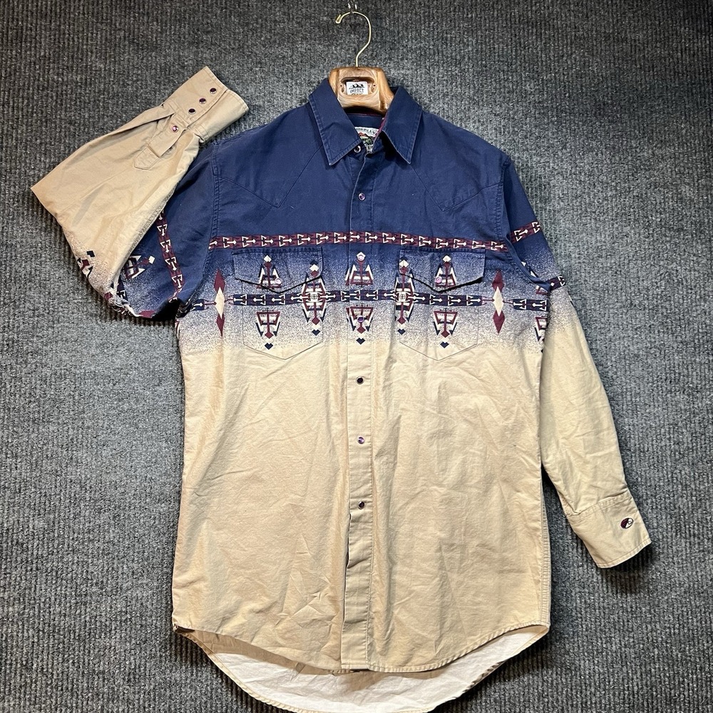 Cumberland Outfitters Western Pearl Snap Long Sleeve Shirt Men's L Cowboy Rodeo